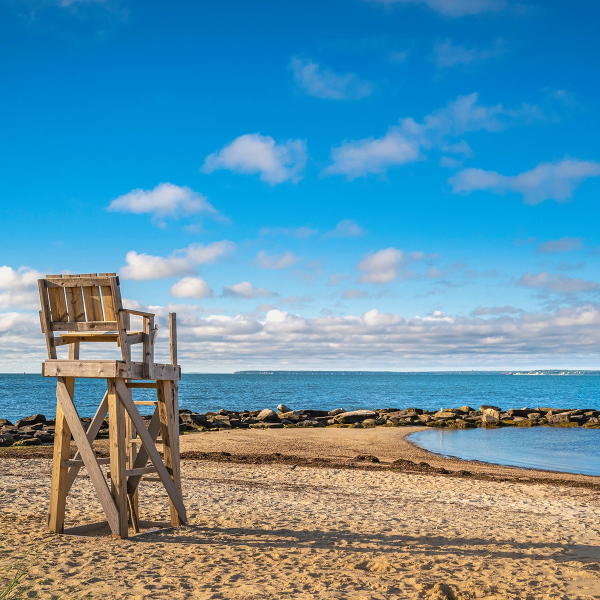 life guard chair on Falmouth beach - cannabis delivery location